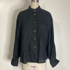 Like new Pavietra linen oversized monk collar button down shirt